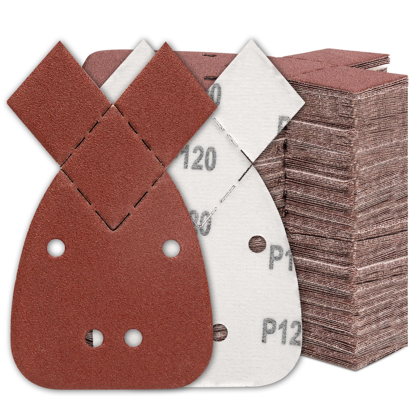SHALL 120-piece Mouse Sander Pads, 13.7 x 9.7 cm, 2 interchangeable sanding heads (4 cm), sanding pads included, grits 40/60/80/120/180/240