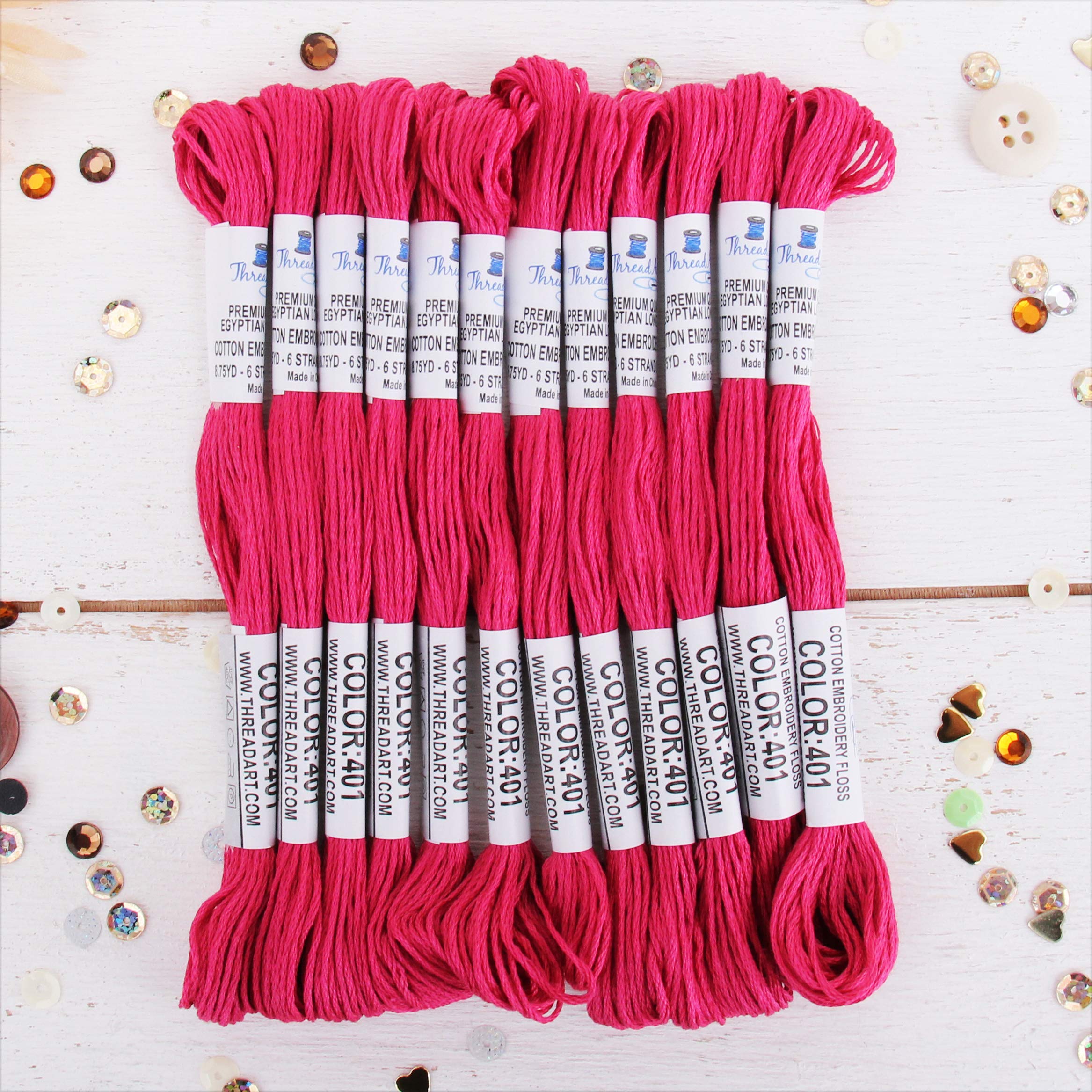 12 Skeins ThreadArt Cotton Embroidery Floss, Magenta