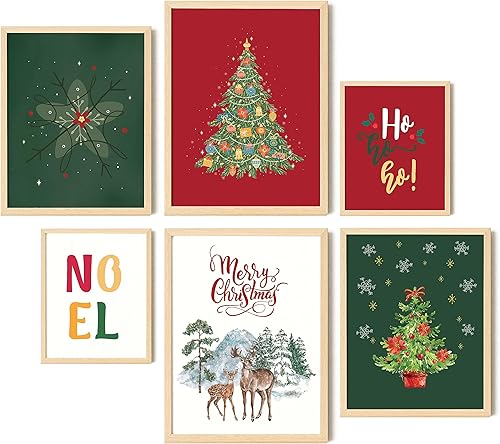 EXCOOL CLUB Arte de pared grande de Navidad  Decoración de pared de Feliz Navidad de 12 x 16 pulgadas, pósteres de Navidad para pared, fotos de