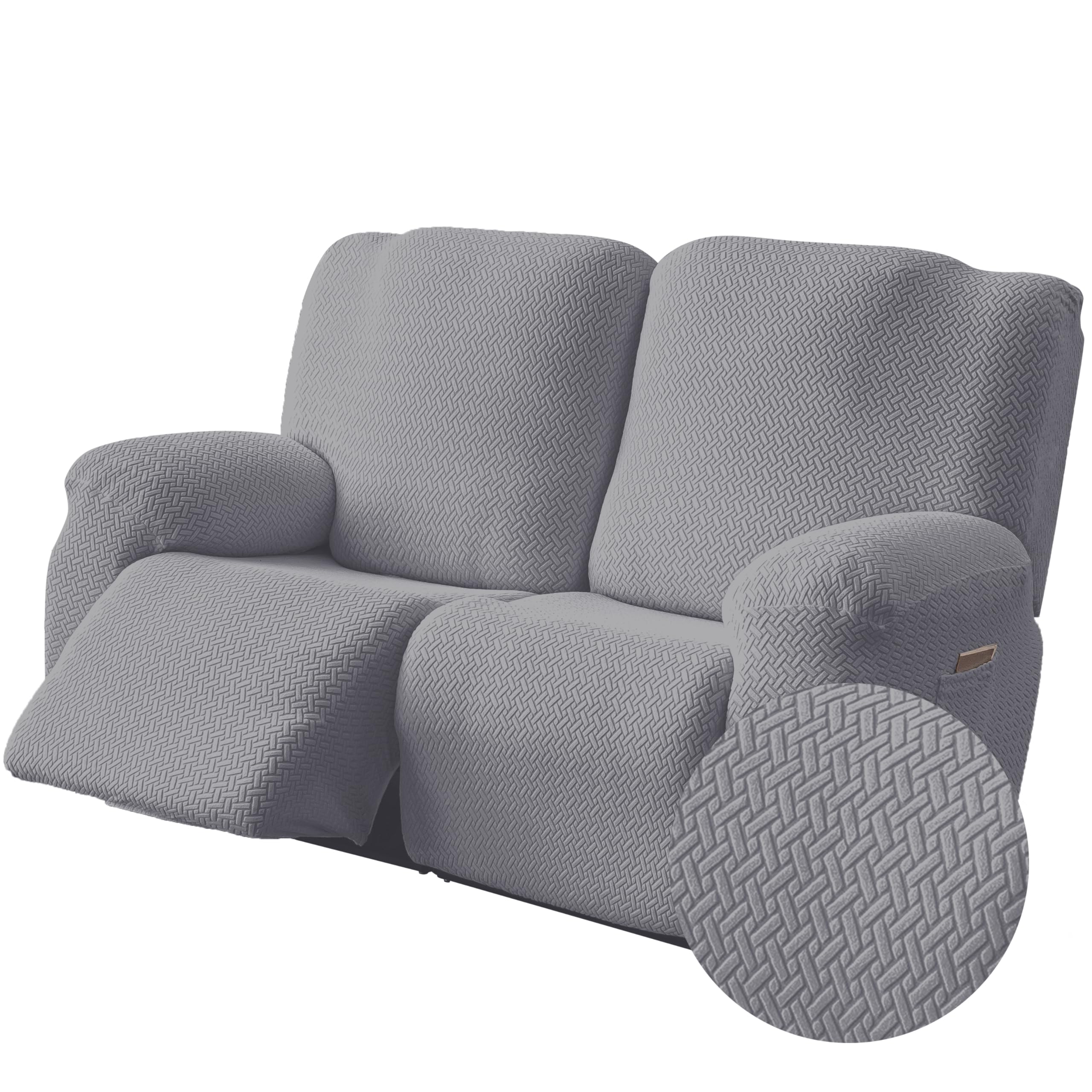 Genina Recliner Loveseat Covers,2 Seater Couch Cover,Light Gray
