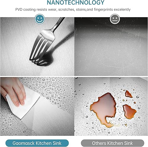 Miniatura 4 de Fregadero de cocina de montaje inferior de 30 x 19 pulgadas, fregadero de estación de trabajo de acero inoxidable con tabla de cortar, estante de