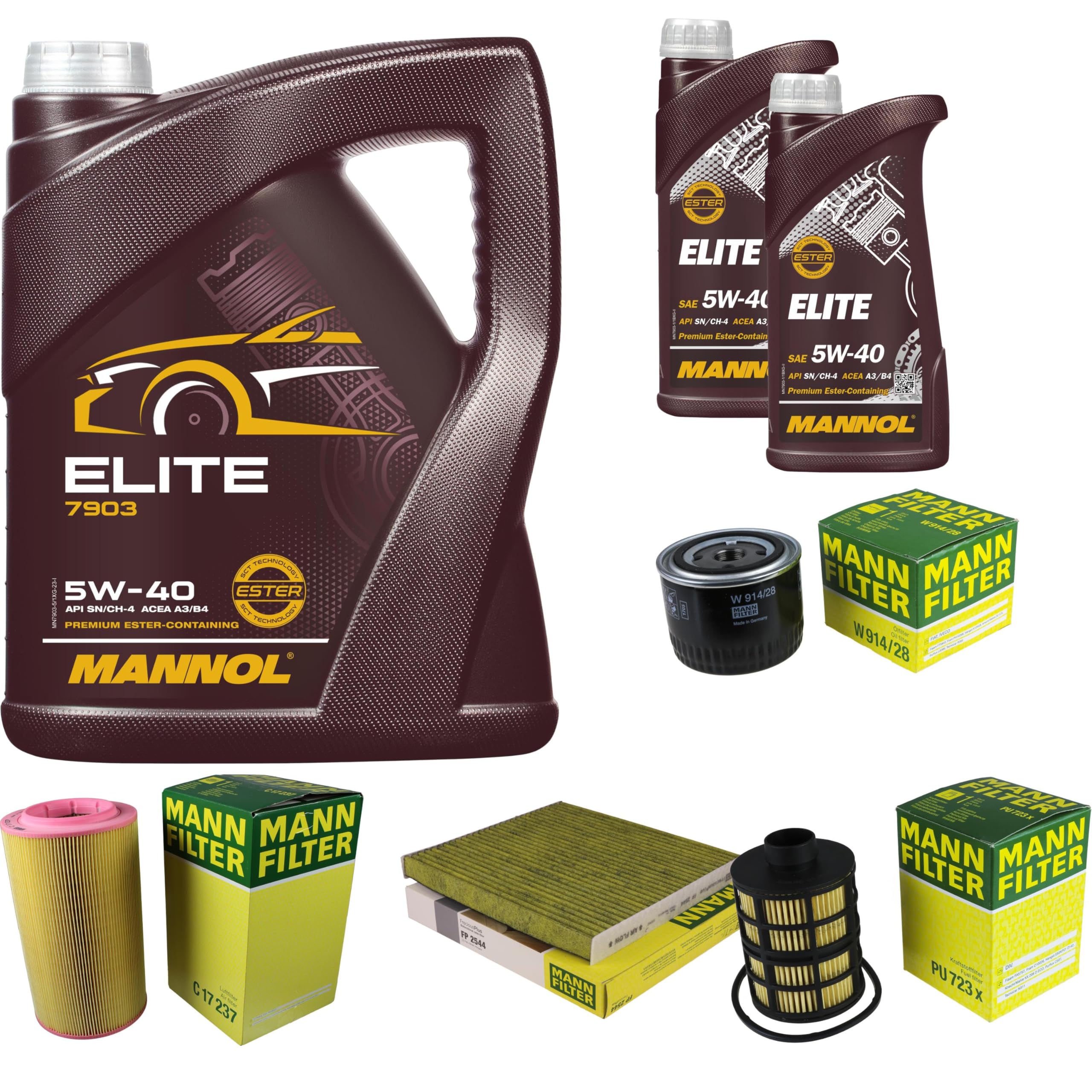 Paquete De Inspección HOMBRE 5 L MANNOL Elite 5W-40 Para Fiat Panda 169