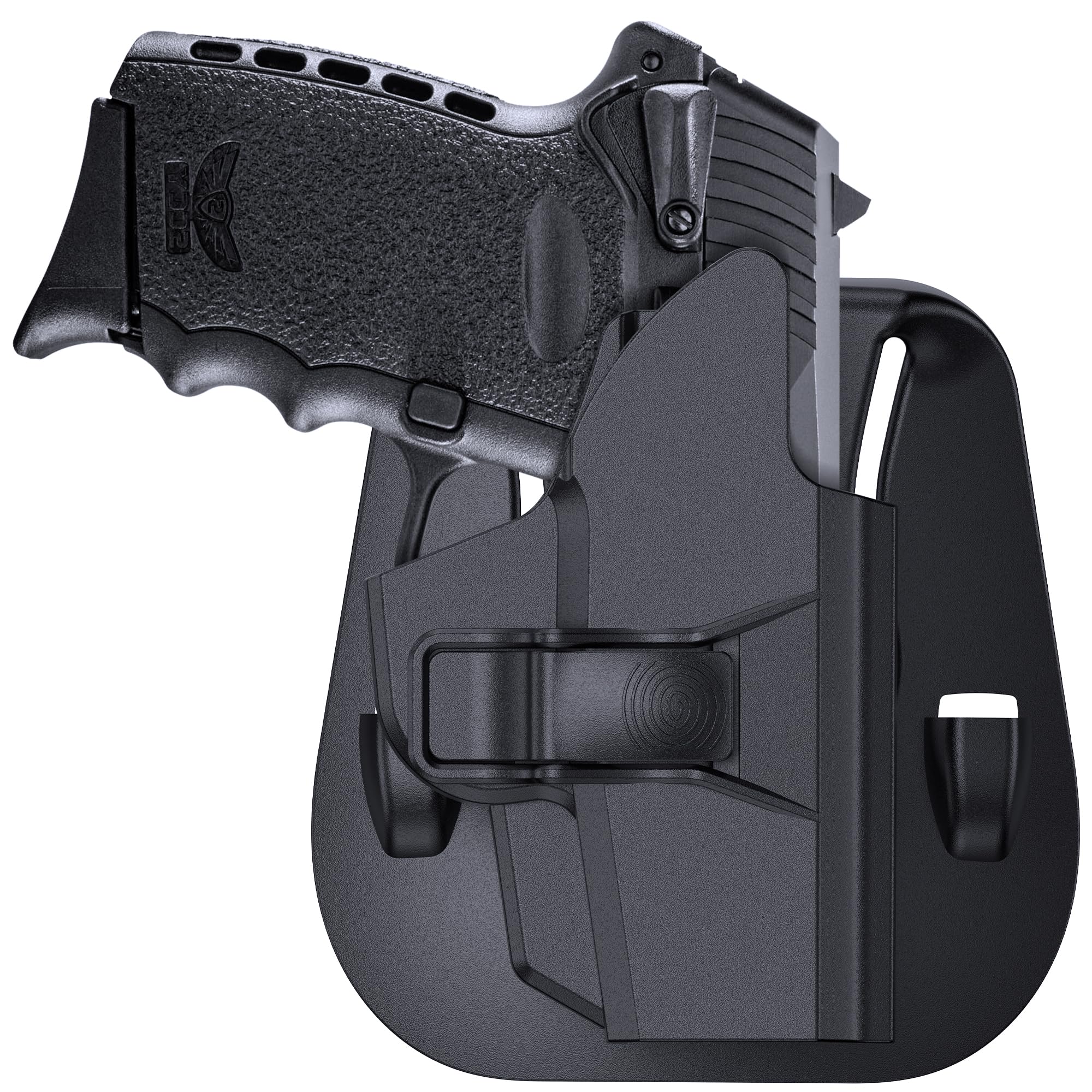 OWB Gun Holster for SCCY CPX-1 CPX-2, Right-Handed Paddle Polymer Holster for CPX-1RD CPX-2RD, 60° Adjustable Level Ⅱ Retention Belt Pistol Holsters with Index Finger Release Button (Not for Gen 3)