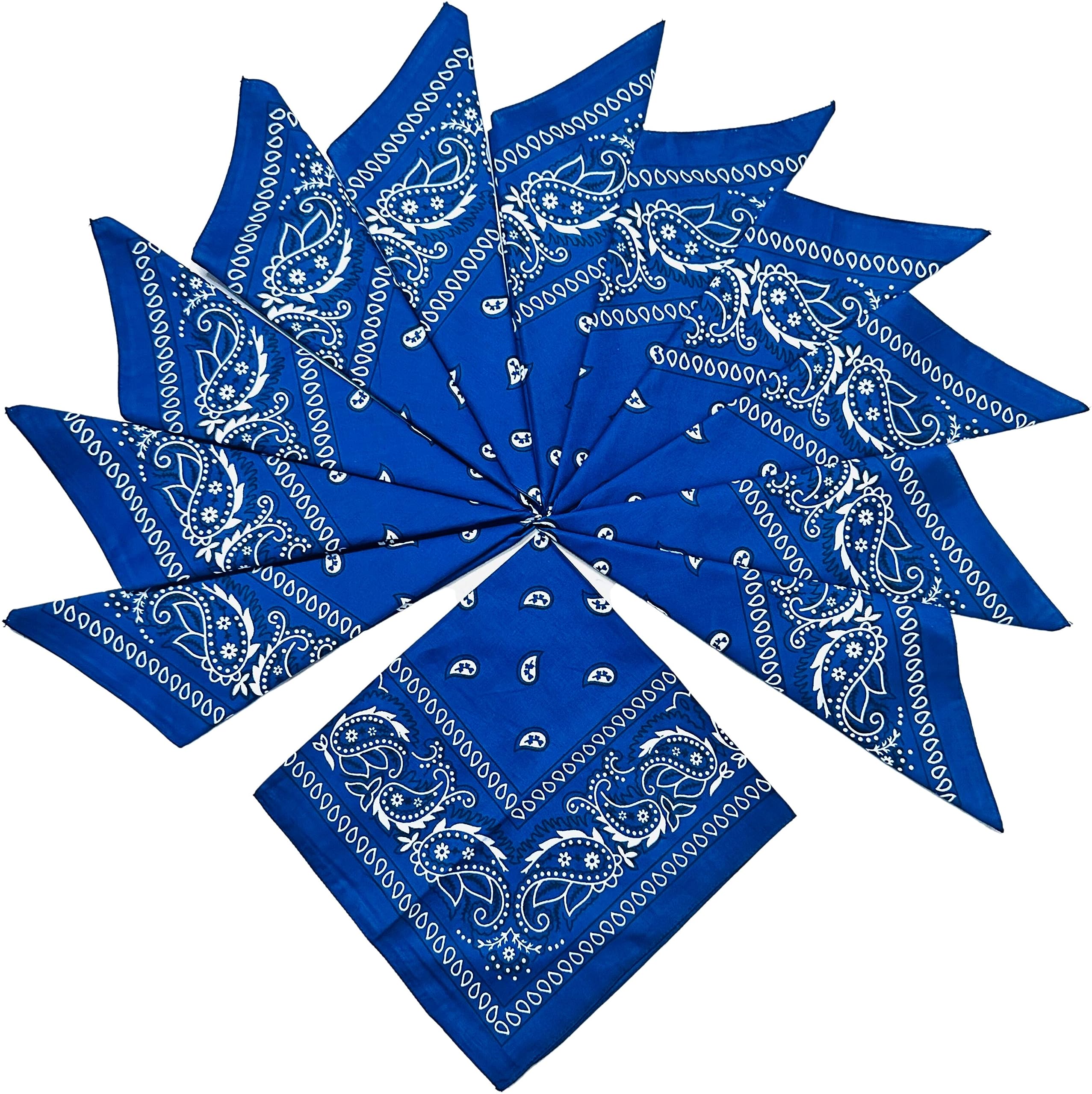 Blue Men & Women Printed Bandana (Pack of 12), Multicolour, Large Size