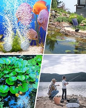 Biling 8W Solar Fountain Pump & Solar Aerator for Pond with 2200 mAh Battery Backup, for Garden Pond, Fish Tank, Water Feature