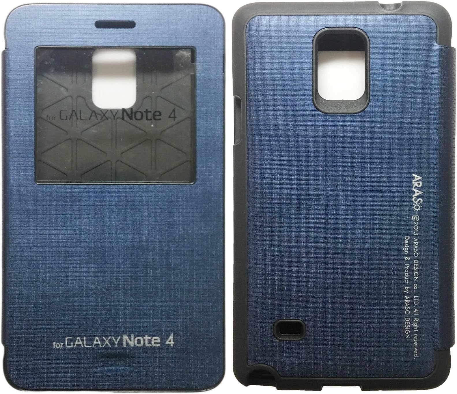 [Navy] N4 [Quick Window View] Note4 Bumper Case PU Leather Flip Cover [Magnetic closure] [Anti Shock] Case for Samsung Galaxy Note 4 IV 5.7" Release on 2014 ARAN4NV