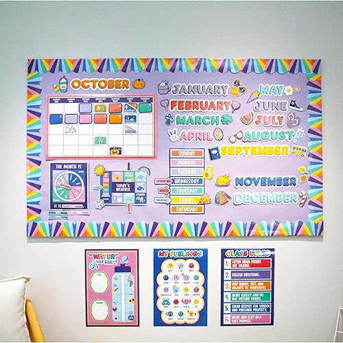 Vista 54 de Carson Dellosa Happy Place - Juego de 139 piezas de calendario español, encabezados mensuales, vacaciones, cubiertas de números, estaciones, clima