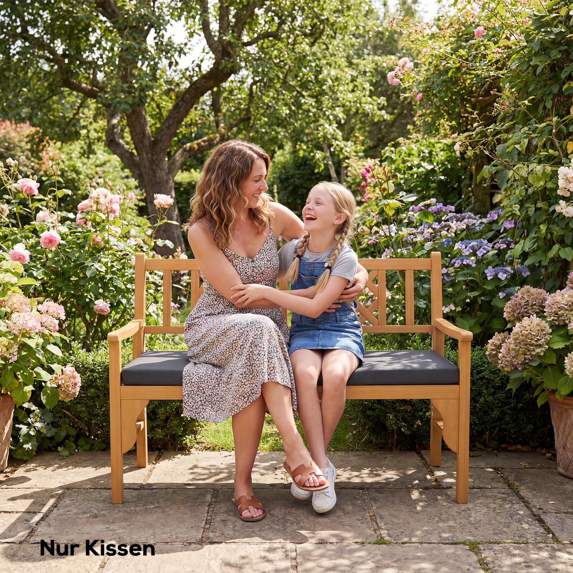 Outsunny Cuscino per panca, 110 x 46 x 6,5 cm, con nastri, per esterni, impermeabile, UPF30+, cuscino per panca, cuscino per mobili da giardino, panca, grigio scuro