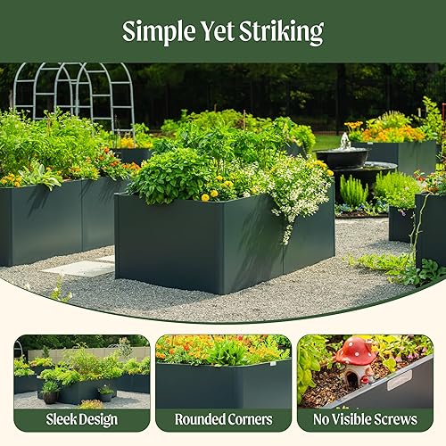 Miniatura 3 de Vego garden Cama de jardín elevada extra alta de 32 pulgadas, 27 x 83 pulgadas, moderno kit de camas de jardín elevadas, caja de metal para