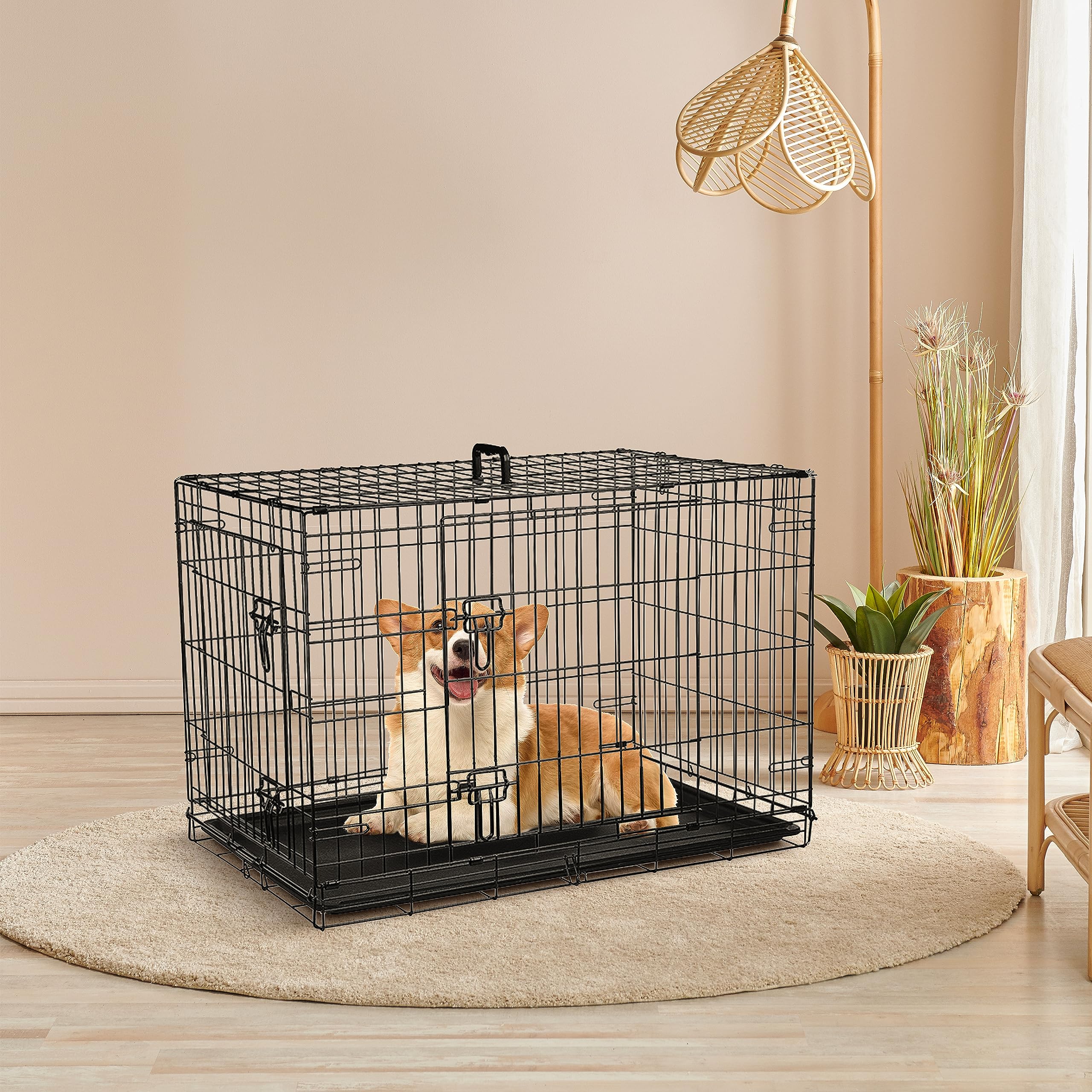 Ribelli Caja de Transporte para Perros Caja de Transporte para Perros Jaula de Alambre - Adecuada para Cachorros - Plegable - Carga máxima 45 kg