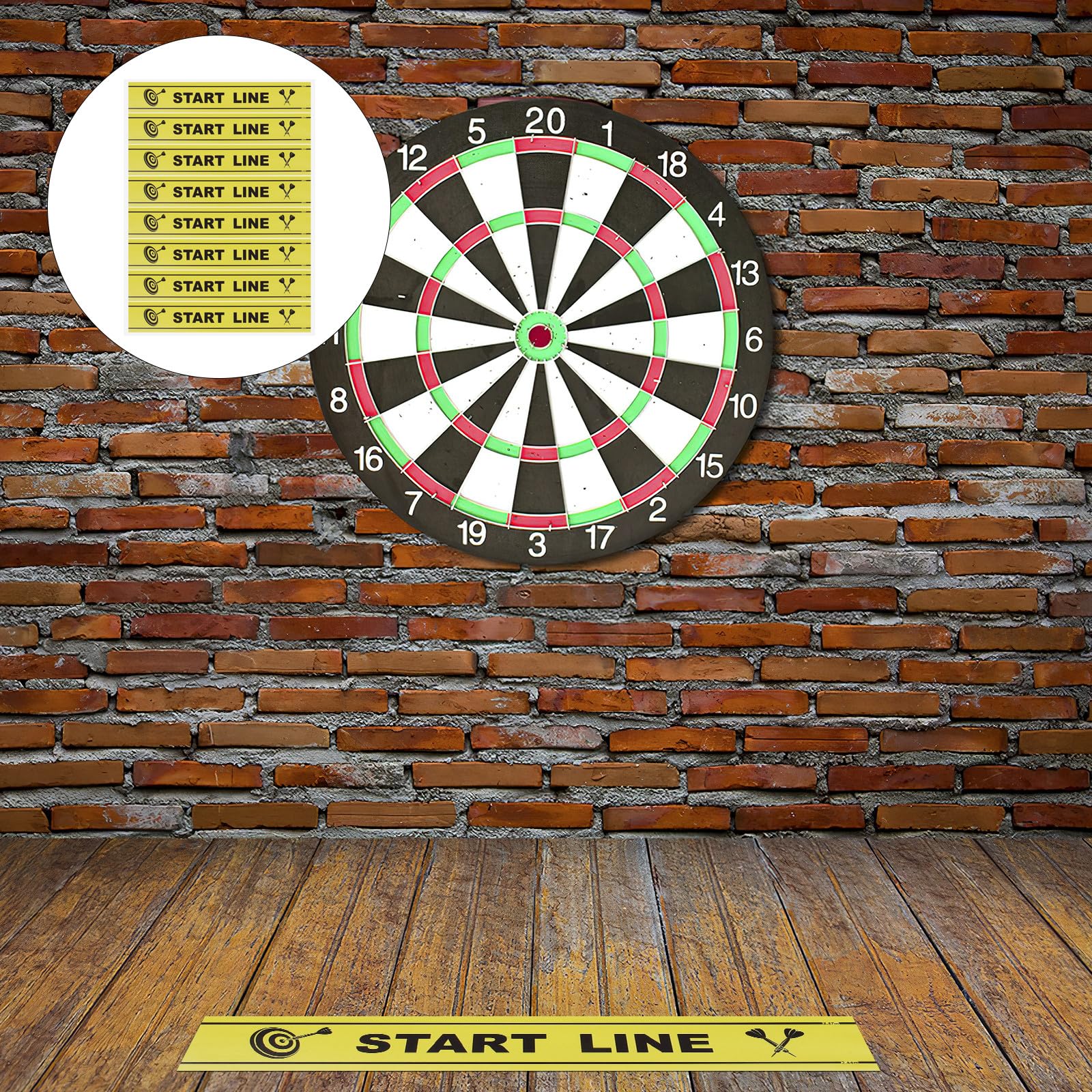 Marqueur de Ligne de Lancer de Fléchettes en PVC Jaune, Autocollant de Sol Utile pour Guider la Visée, Accessoire Jeu de Fléchettes pour Parties et Loisirs