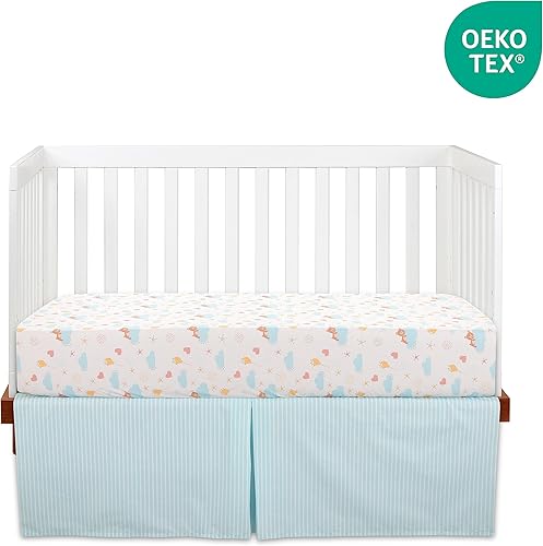 Miniatura 2 de Bedward 100 % algodón (sin relleno de edredón) de 3 piezas para bebé, juego de cama para cuna incluye sábana bajera, falda de cama y edredón para