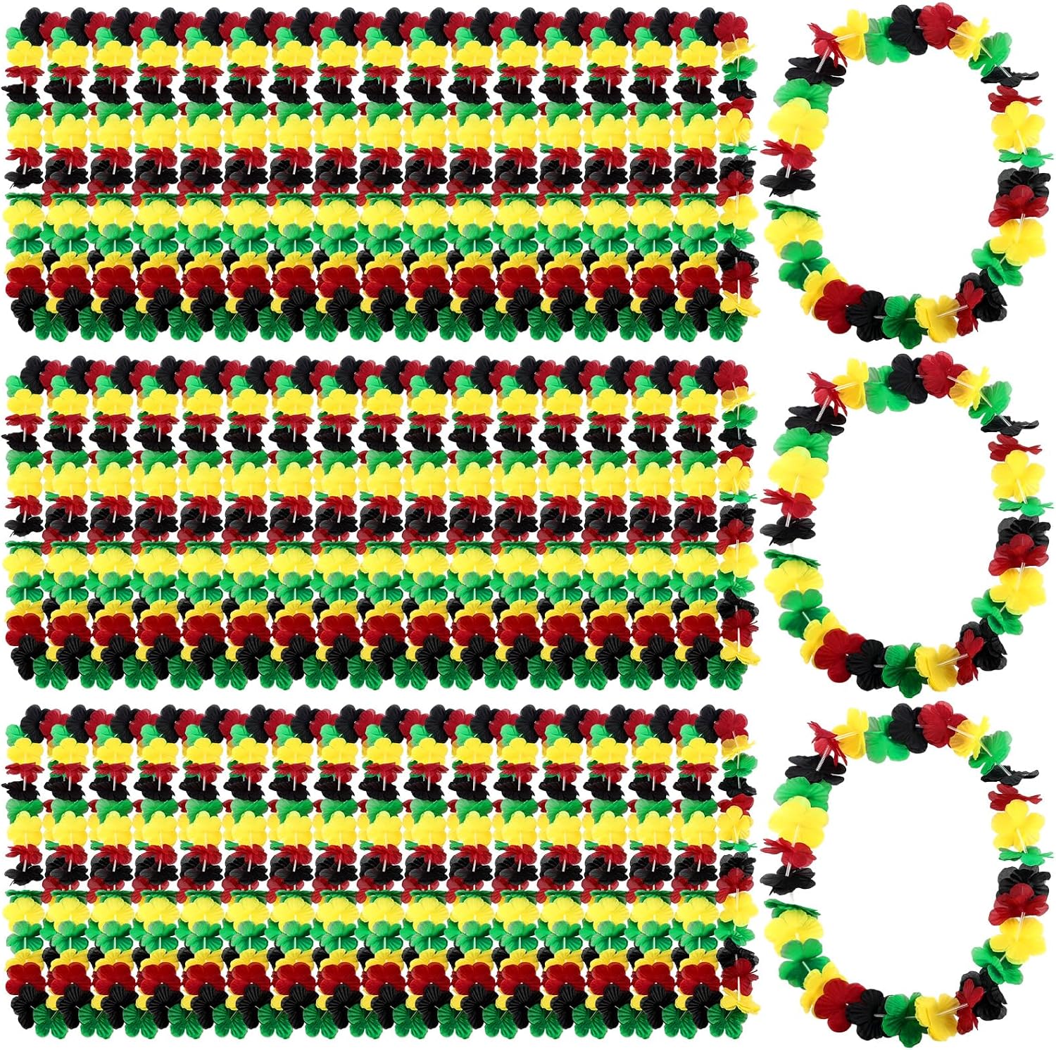 Zeyune 100 Pcs Juneteenth Leis Decorations Juneteenth Flower Leis Bulk Flower Necklaces Party Supplies Freedom Day Party Decorations