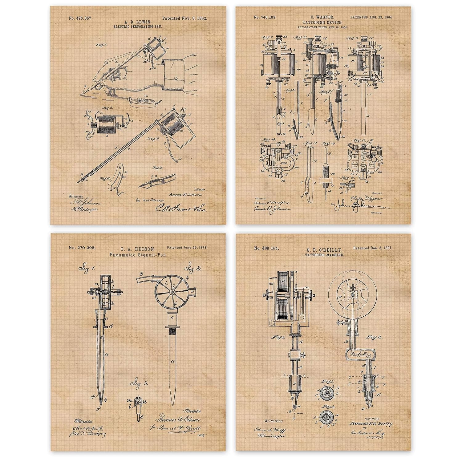 Amazon.com: Vintage Tattoo Equipment Tools Patent Print, 4 (8x10