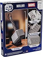 Vista 9 de 4D Build, Marvel Mjolnir Thor Hammer - Kit de modelo de rompecabezas 3D con soporte, 87 piezas, decoración de escritorio Thor, juguetes