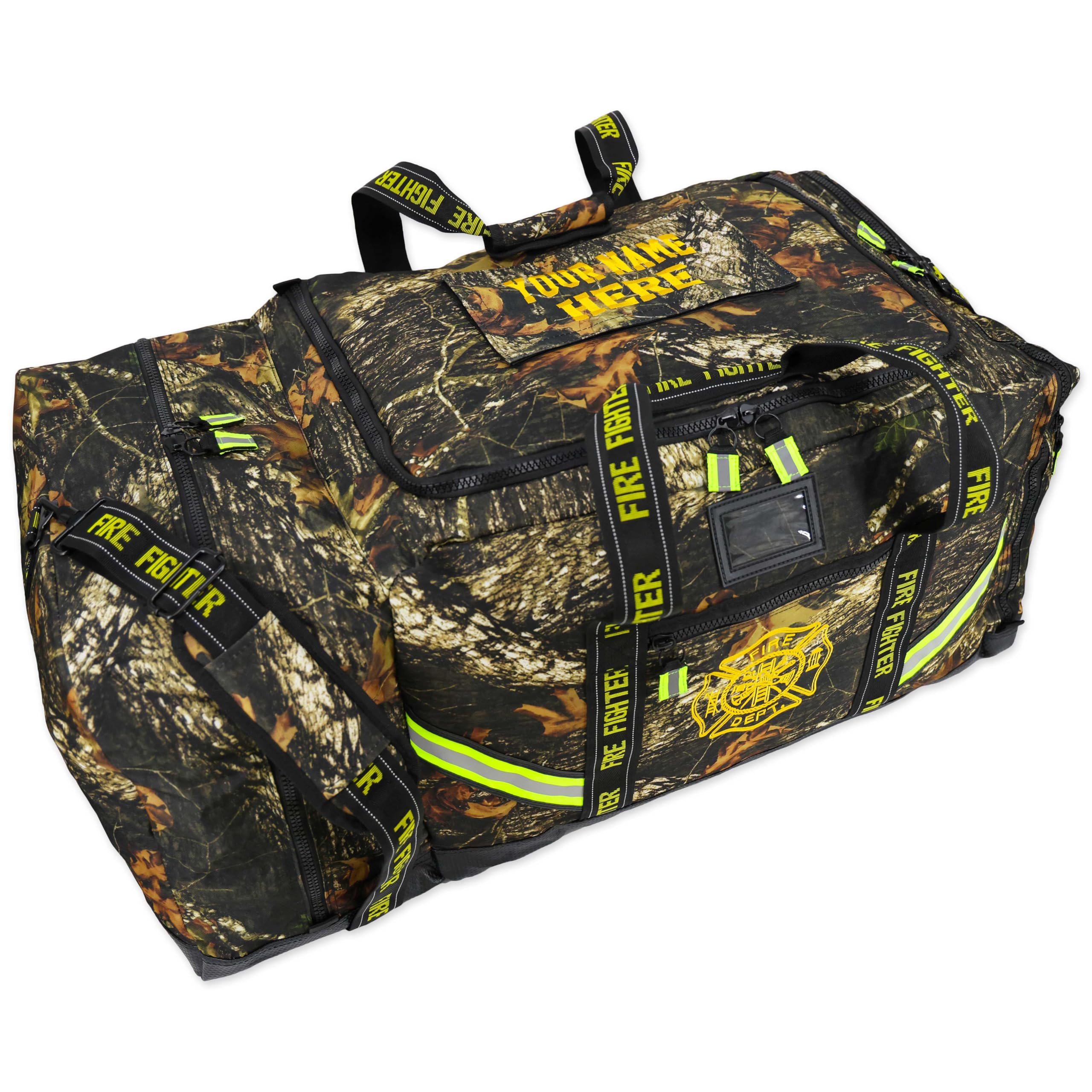 Lightning X Personalized CAMO Premium Camouflage 3XL Firefighter Step-In Gear Bag w Helmet Compartment Custom Embroidered Name or
