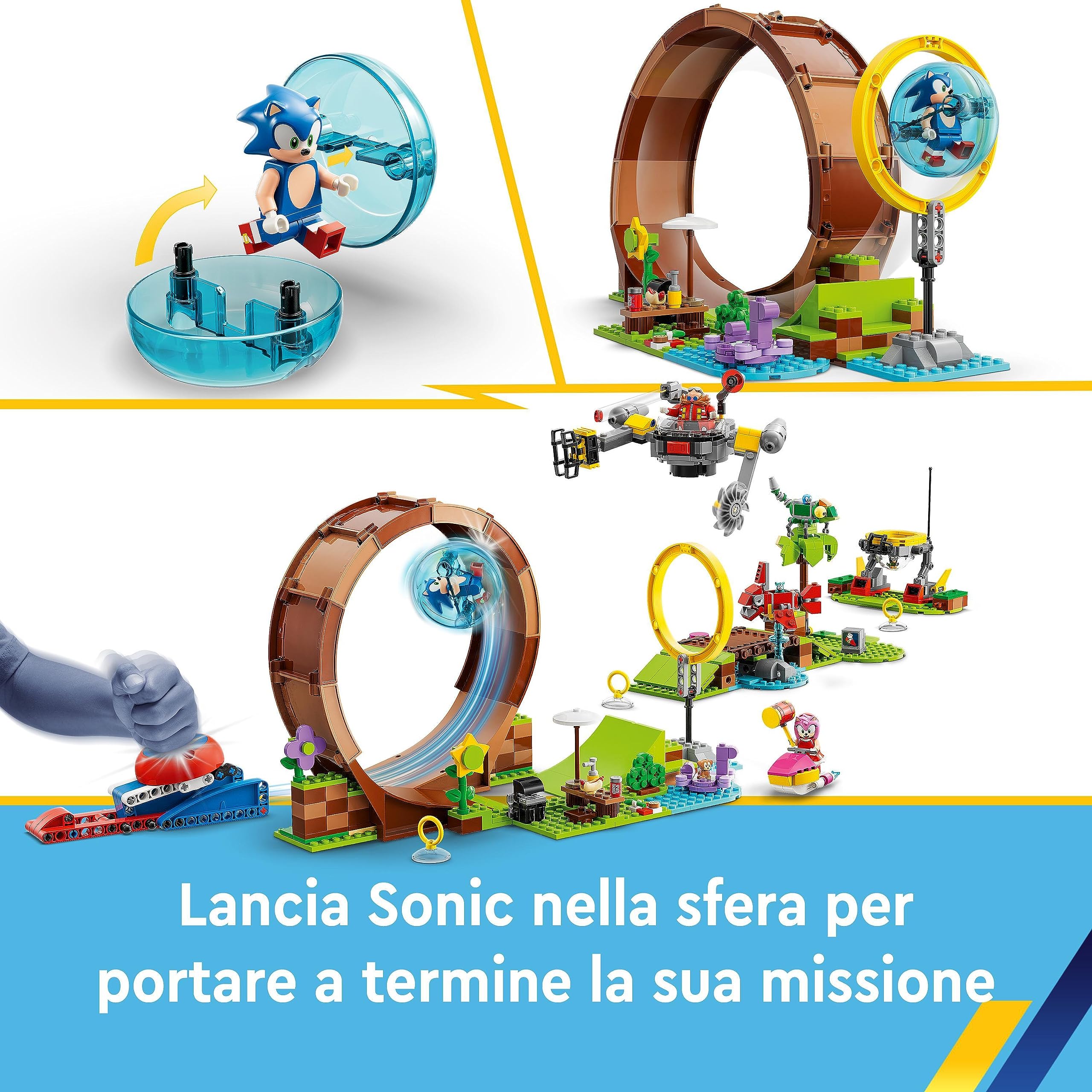 LEGO Sonic the Hedgehog Sfida del Giro della Morte nella Green Hill Zone di Sonic, Gioco da Costruire per Bambini e Bambine con 9 Personaggi tra cui Dr. Eggman e Amy, Idea Regalo di Compleanno 76994