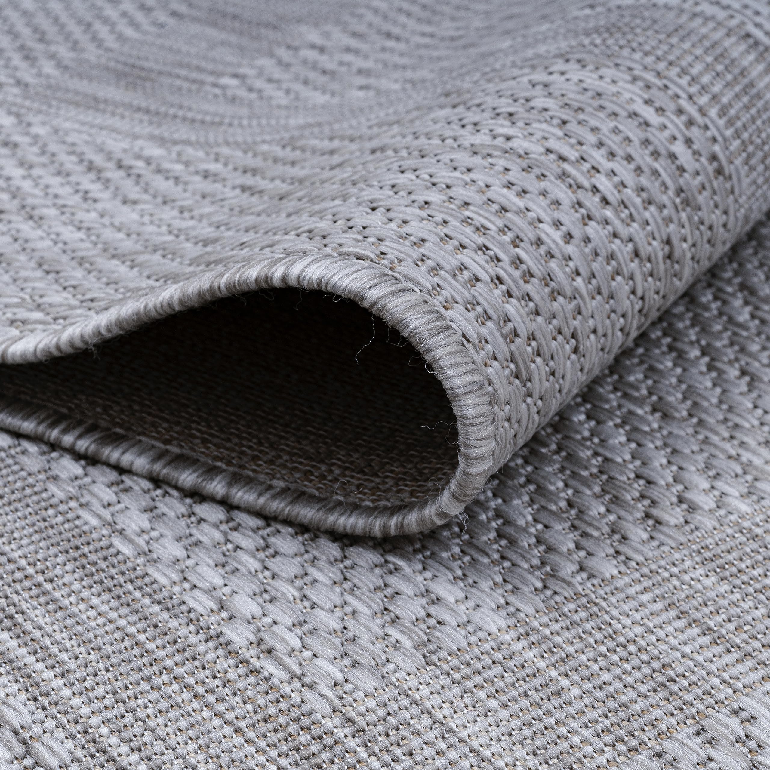 Tapis Tissé Plat Uni Léger Pratique Lavable Argent 140x200 cm Entrée Couloir Oeko-TEX | ALSTER