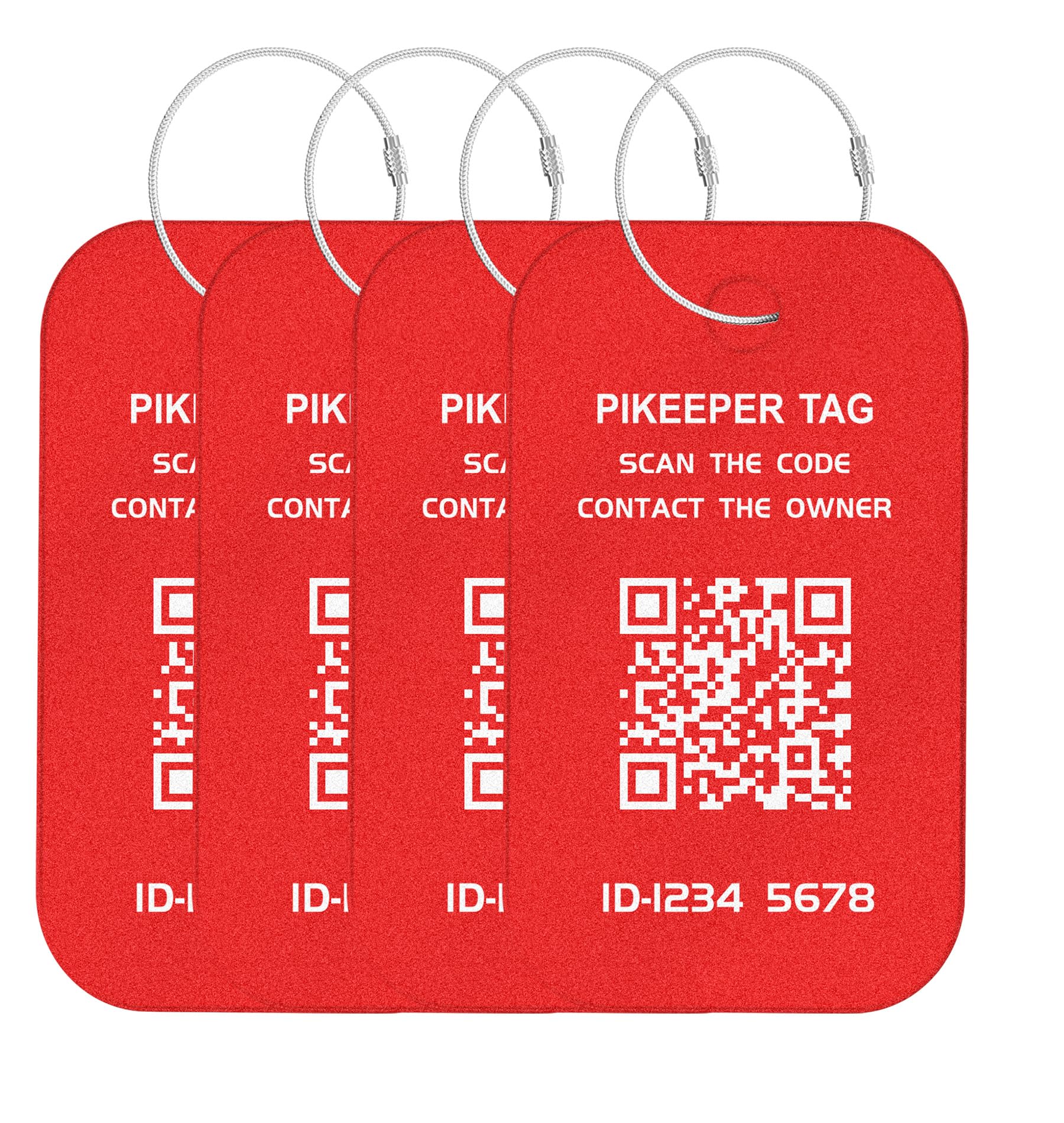 PIKEEPER Smart Luggage Tags (4-Pack) - QR Code Shows Scanner’s Location on Scan, Privacy-Controlled Contact Info, Lost Item Alerts, Waterproof