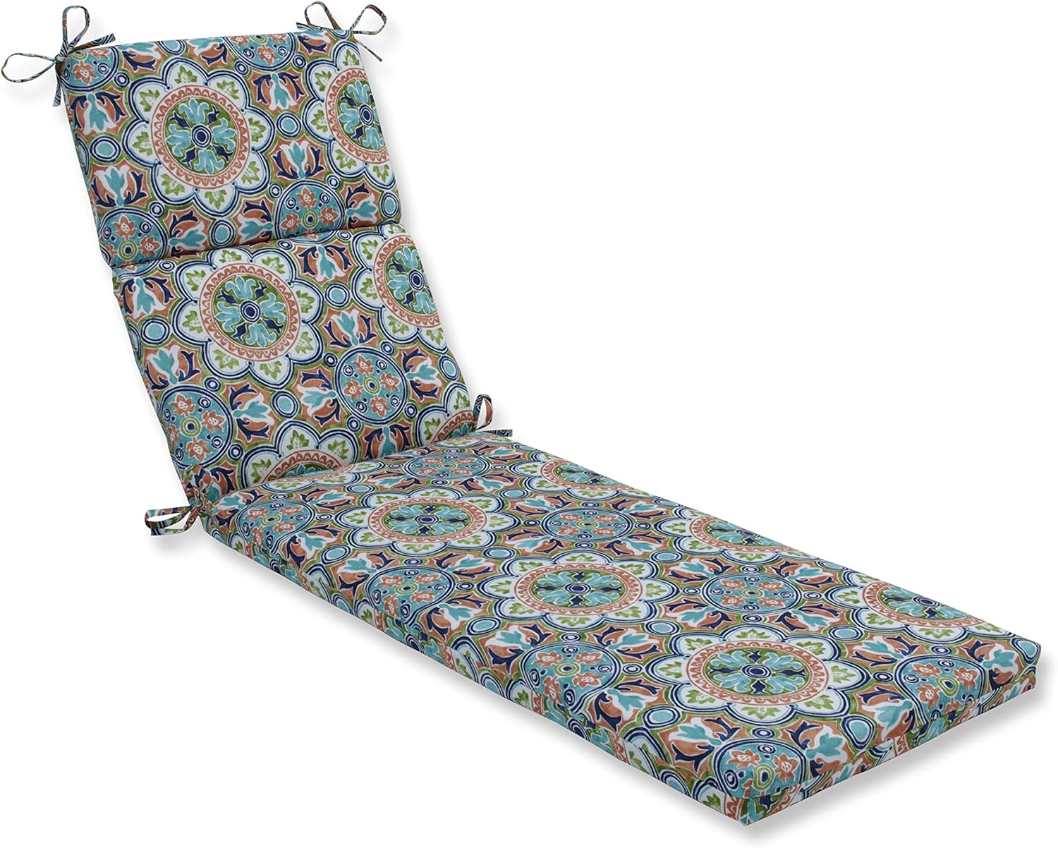 Pillow Perfect Outdoor/Indoor Lagoa Tile Flamingo Chaise Lounge Cushion, 72.5" x 21", Blue Chaise Lounge, 72.5" x 21"