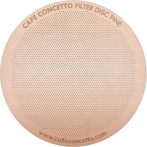 Filtro para uso en cafeteras AeroPress Go/AeroPress – Disco fino – Reutilizable – Acero inoxidable recubierto de alta calidad (oro rosa, metal) –
