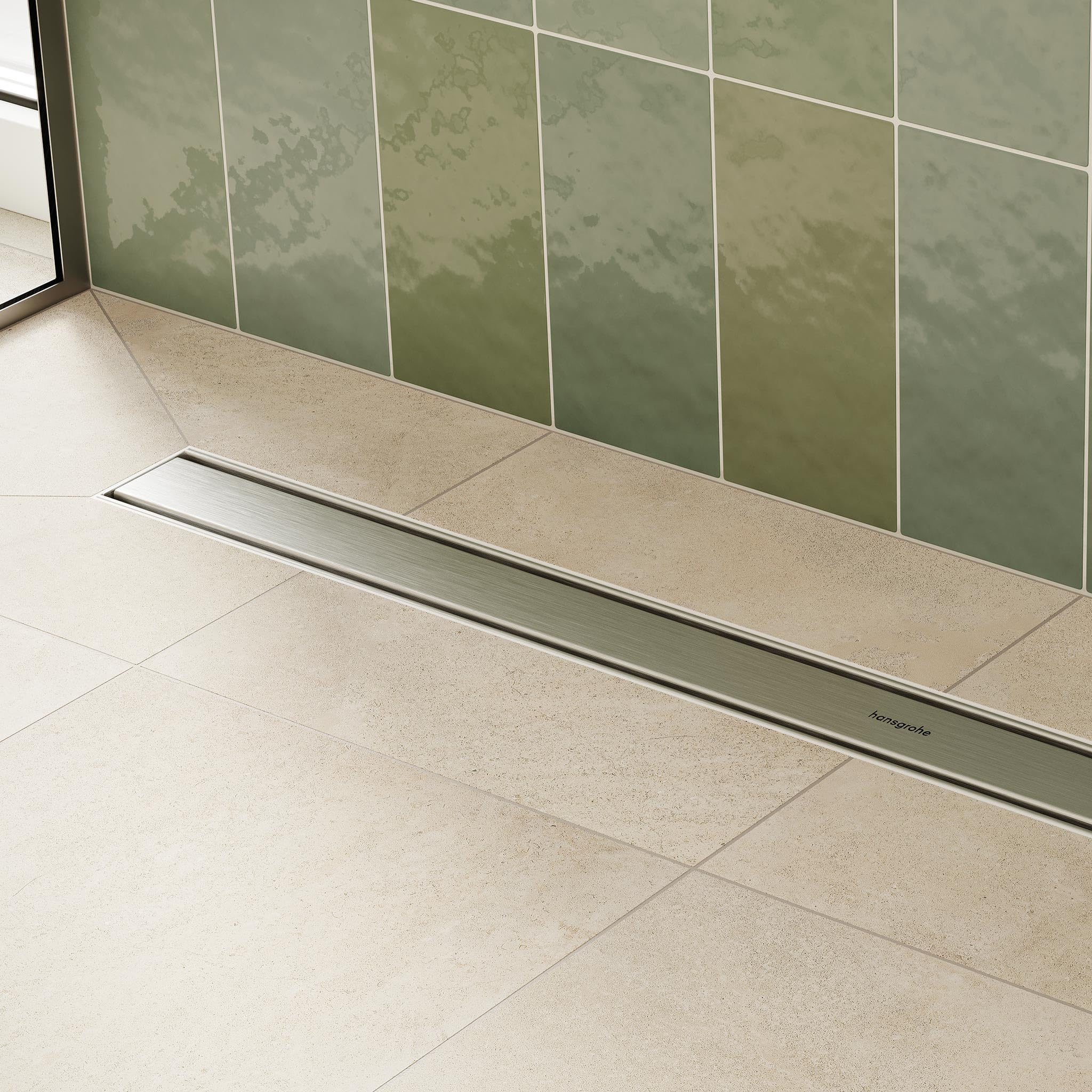 hansgrohe RainDrain Compact, compact set completo de desagüe lineal de ducha, canaleta ducha 600mm, canal de drenaje para instalación estándar, acabado de acero inoxidable