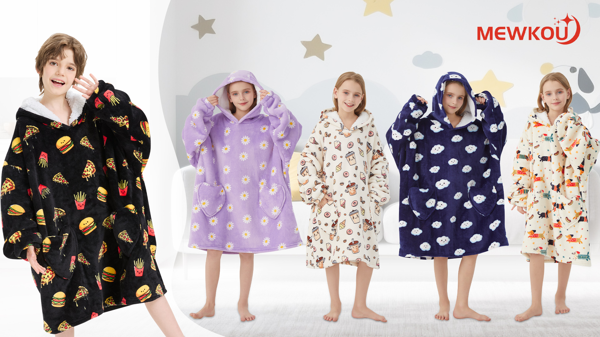 Amazon.com: Mewkou Wearable Blanket Hoodie for Kids Oversized