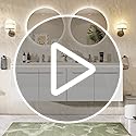 AMERLIFE 60" LED Floating Bathroom Double Vanity with Sink Combo, Modern High Gloss Wall Mounted Bathroom Storage Cabinet with 3 Hole Sink & & Metal Handles & Soft Closing Doors, White