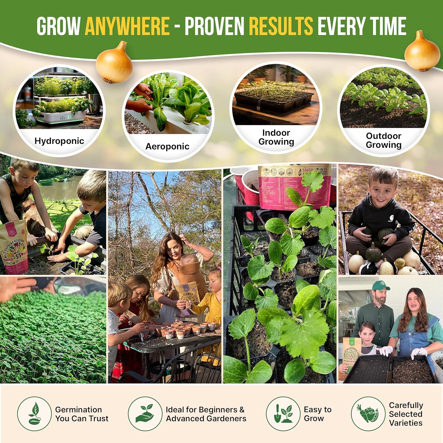 50 Winter Vegetable Garden Seeds Variety Pack - 43,450+ Non-GMO Heirloom Seeds for Outdoors & Indoor Home Gardening, Including Kohlrabi, Lettuce, Radish, Onion, Choy, Spinach, Cauliflower, Collards