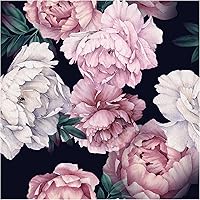 Vista 12 de Blooming Wall PS040 - Papel pintado autoadhesivo autoadhesivo de peonía fresca y rosa extraíble para despegar y pegar