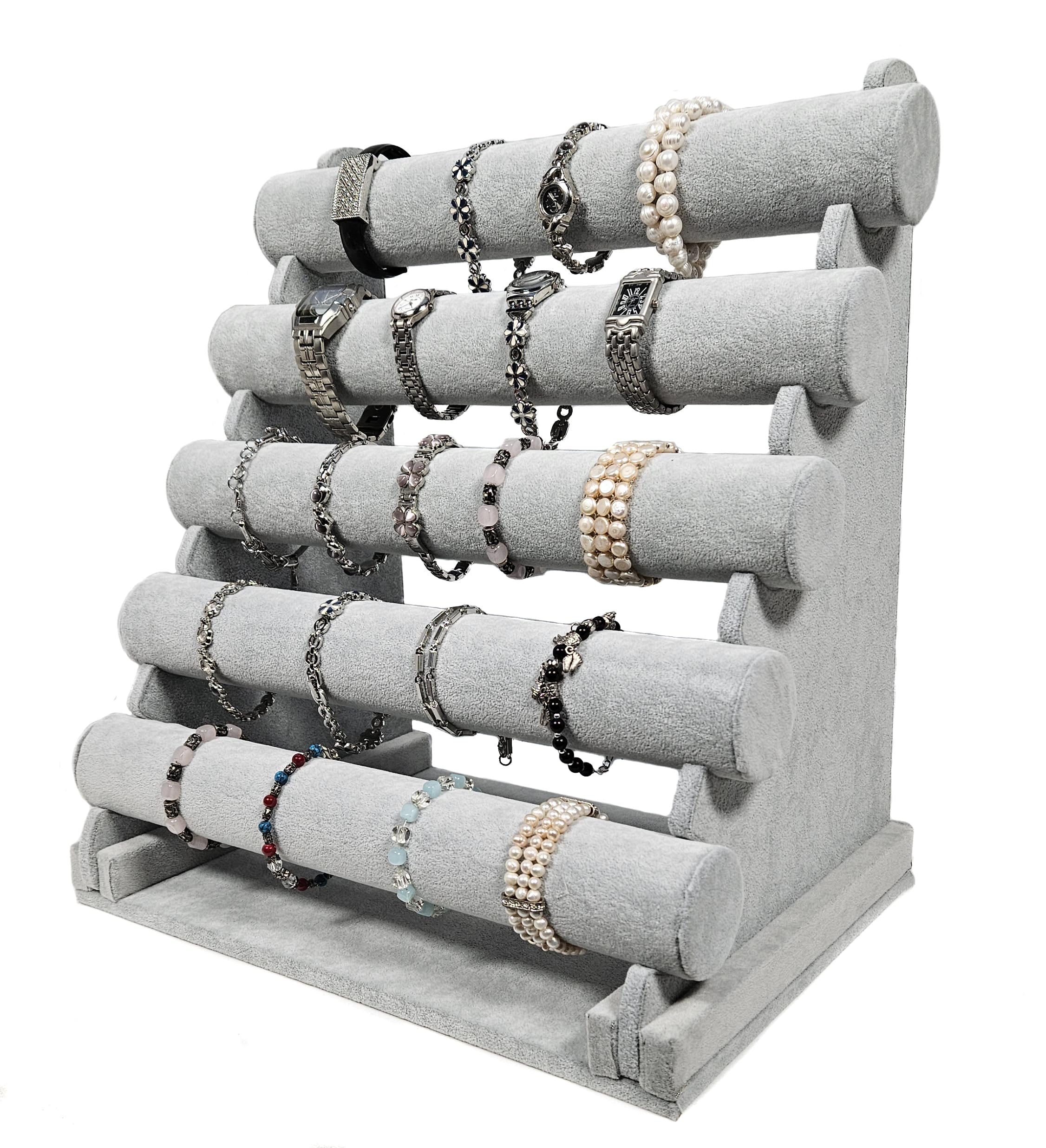 Yudu Schmuckständer Schmuckhalter mit 5 Rollen für Uhr Armband Kette grau