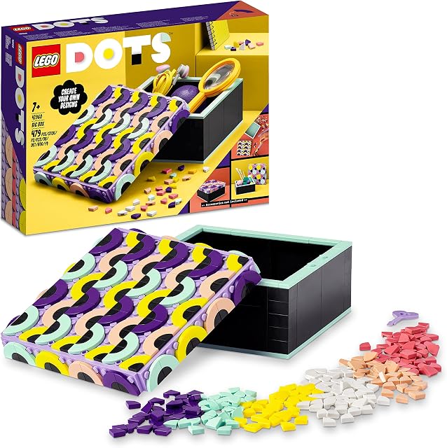 LEGO 41960 DOTS Big Box Arts and Crafts Set for Kids Aged 6 Plus, DIY Desk Tidy Organiser or Toy Jewellery Storage Tray, Decoration Creative Activity