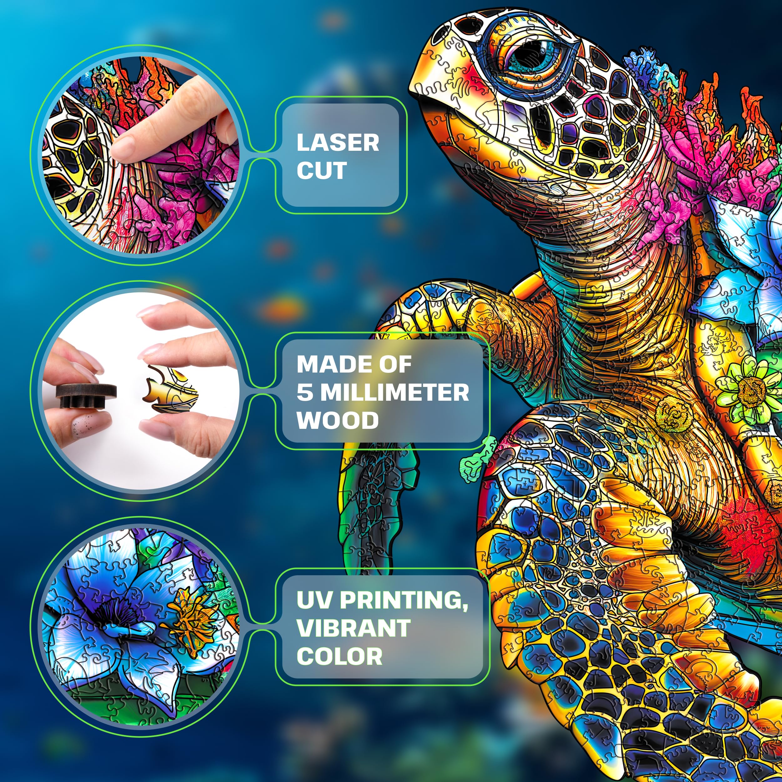 ESC WELT Wooden Puzzle Turtle 300 Pieces, Challenging Thinking Game for Children and Adults - Image 3