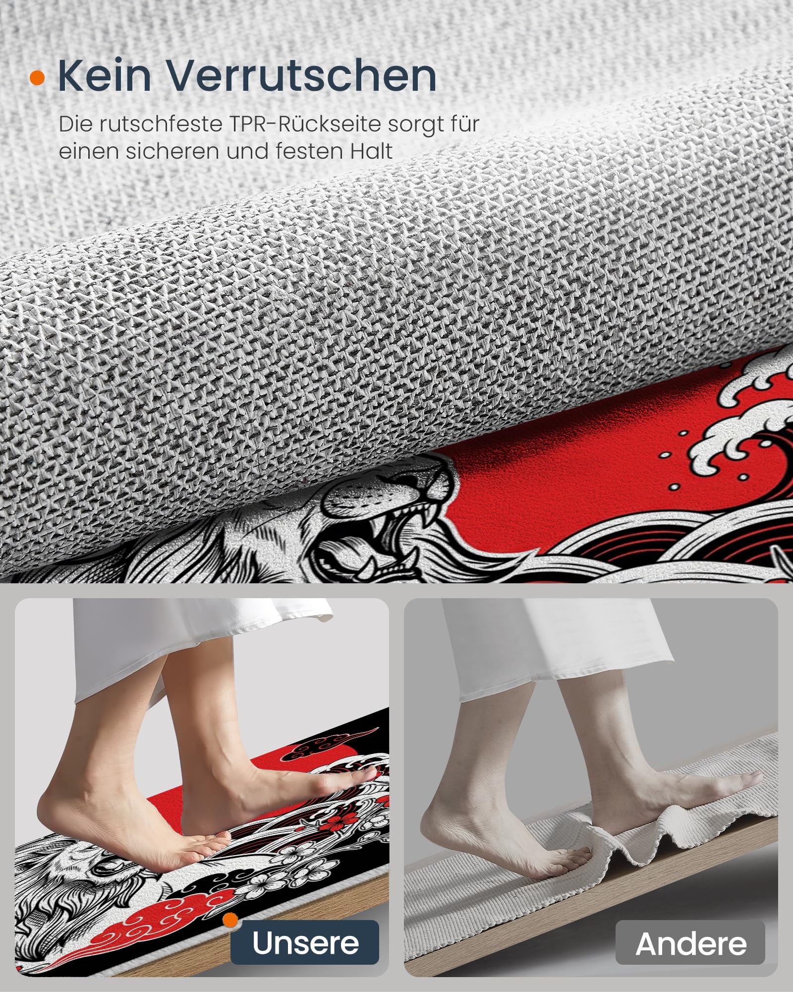 Noir Et Rouge Ukiyo-Epaillasson Durable Antidérapant Retient L’Eau Et Les Saletés Facile À Nettoyerpaillasson Interieur80 X 120 Cm Tapis D'Entrée Antidérapant