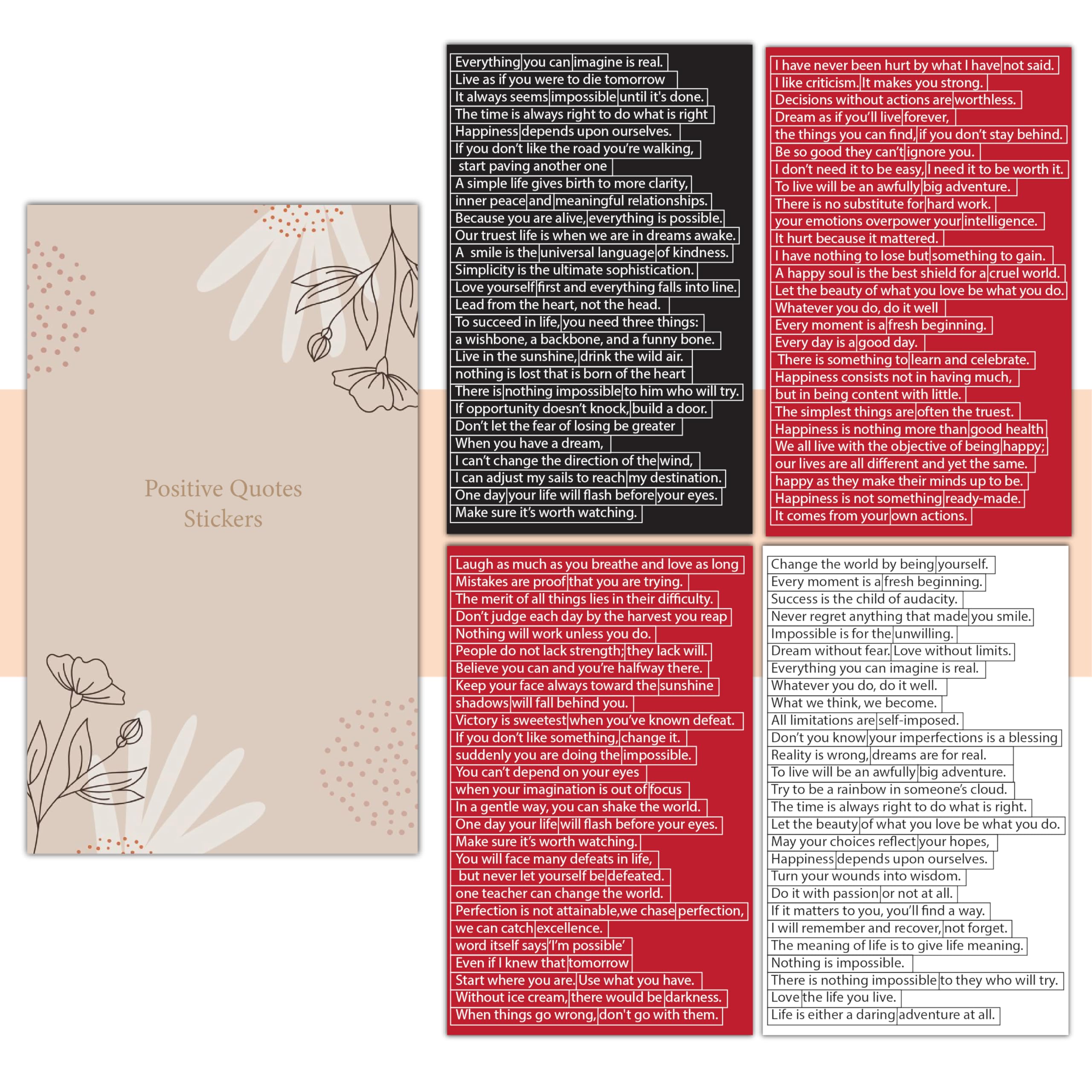 ISEE 360 4 PCs Positive Quotes Scrapbook Stickers for journals Daily Planner Dairy DIY Craft Journal Suppliers Vinyl Paper Decoration Stickers