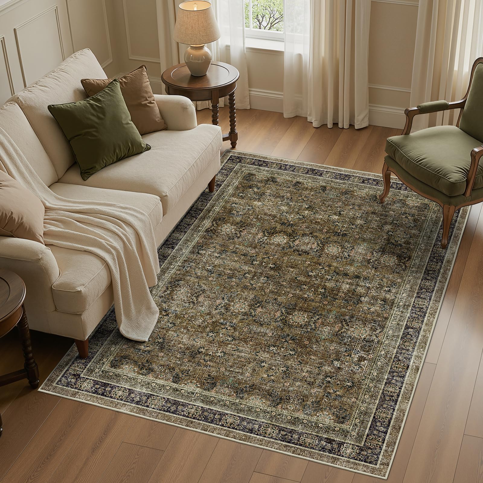 Amazon.com: WITSHOCK 5x7 Olive Green Rug for Living Room: Modern
