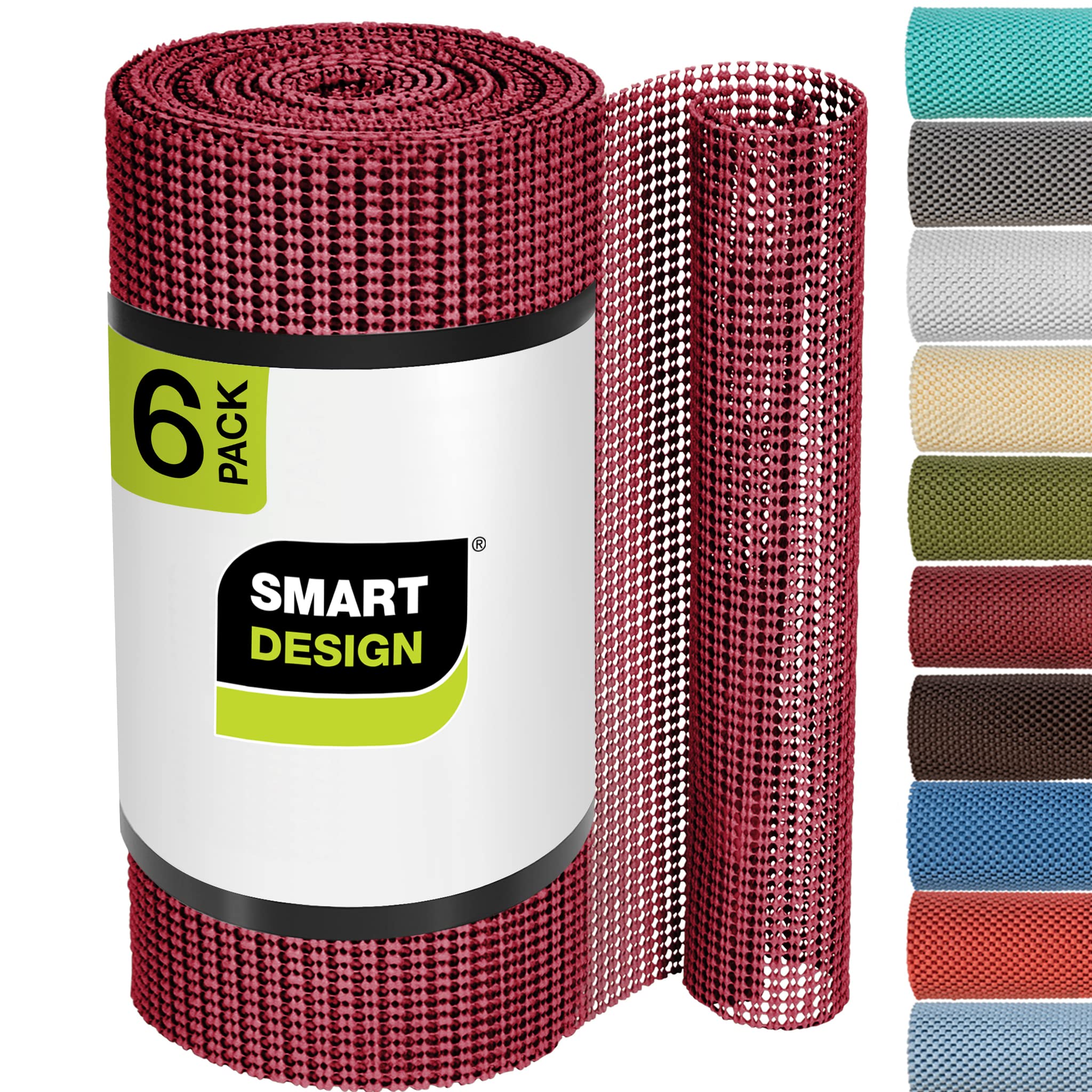 Smart Design Classic Grip Shelf Liner Bundle – 12in x 10ft (6 Rolls) – Non- Adhesive Drawer Liner with Strong Grip Helps Protect and Personalize Your Home Organization and Storage – Chili Pepper