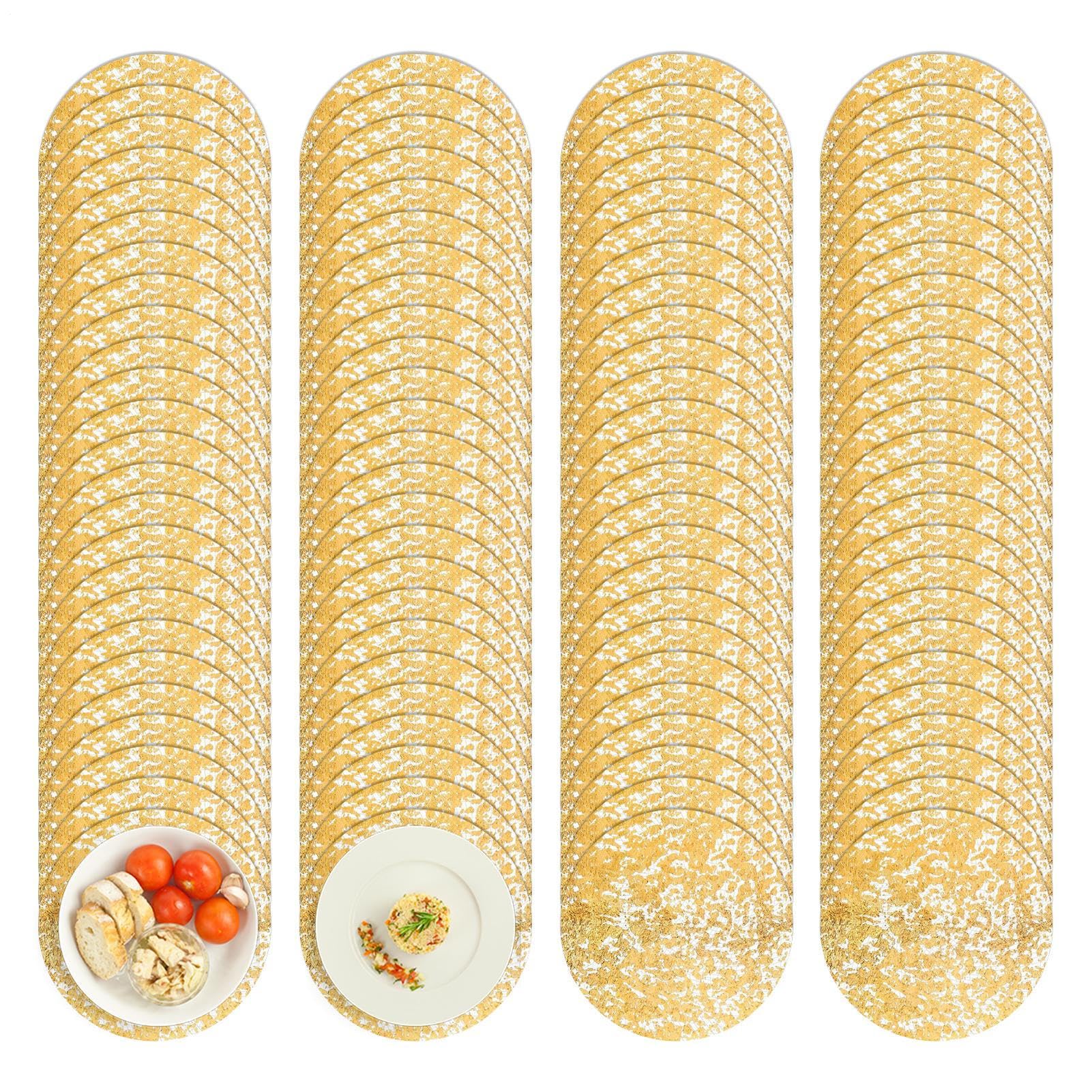 Sets de table ronds dorés 33 cm avec motif élégant ciselé pour table raffinée