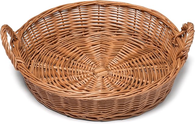 Prestige Wicker Round Display Basket 34cm, Willow, Natural, D34/29cm H7cm