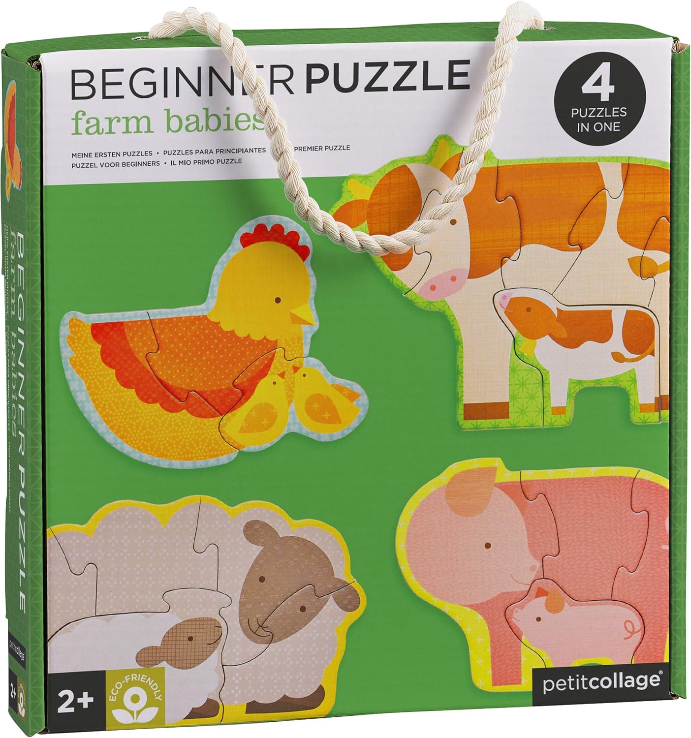Petit Collage Beginner Puzzle for Kids, Farm Babies