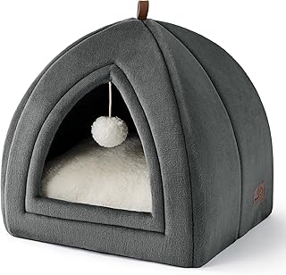 BEDSURE Katzenhöhle große Katzen Dunkelgrau - Faltbare Katzenbett mit waschbaren Kissen, Katzenzelt für Kätzchen kleine, mittelgroße Haustier, weiches und warmes Katzenhaus für drinnen, 40x40x40cm product image
