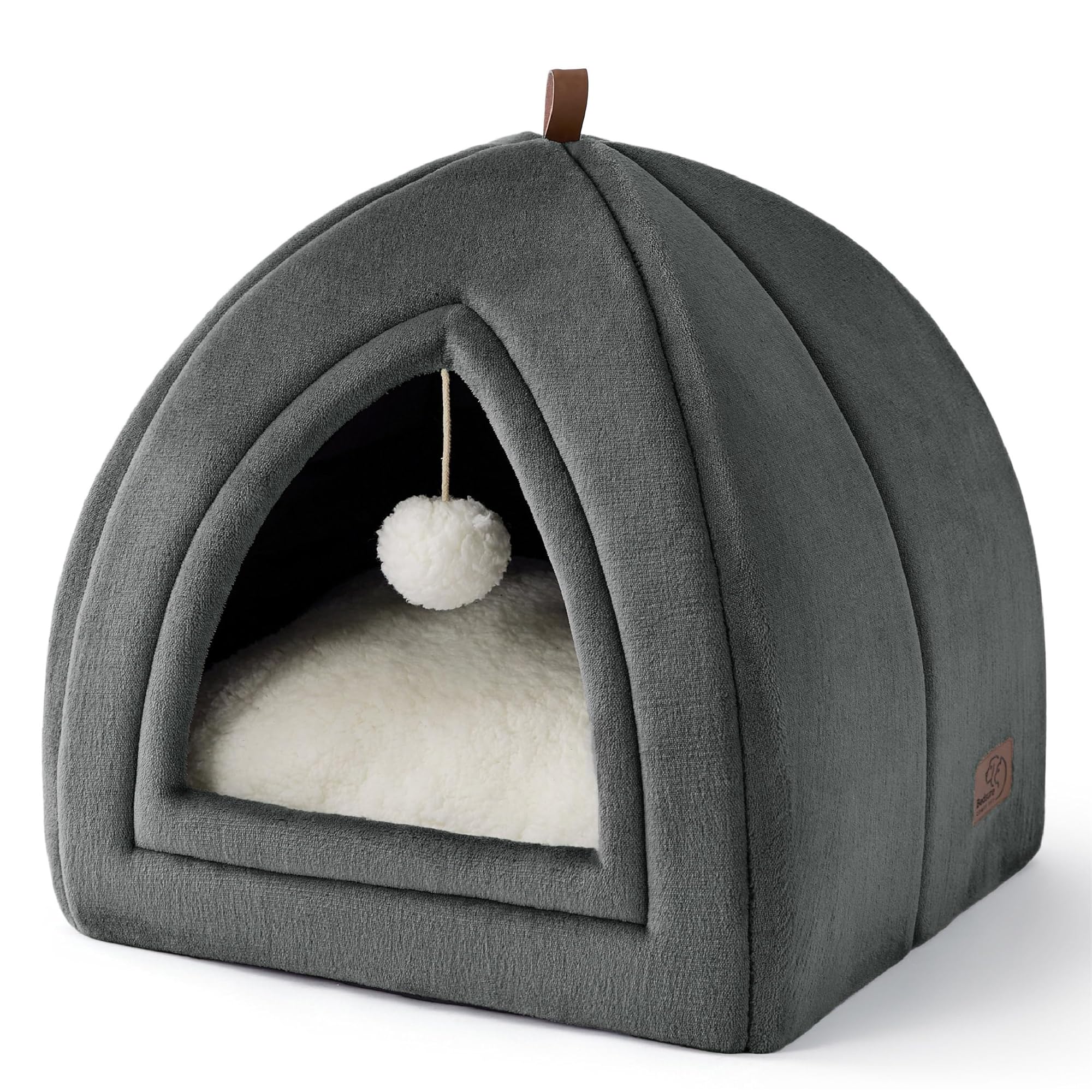 BEDSURE Katzenhöhle große Katzen Dunkelgrau - Faltbare Katzenbett mit