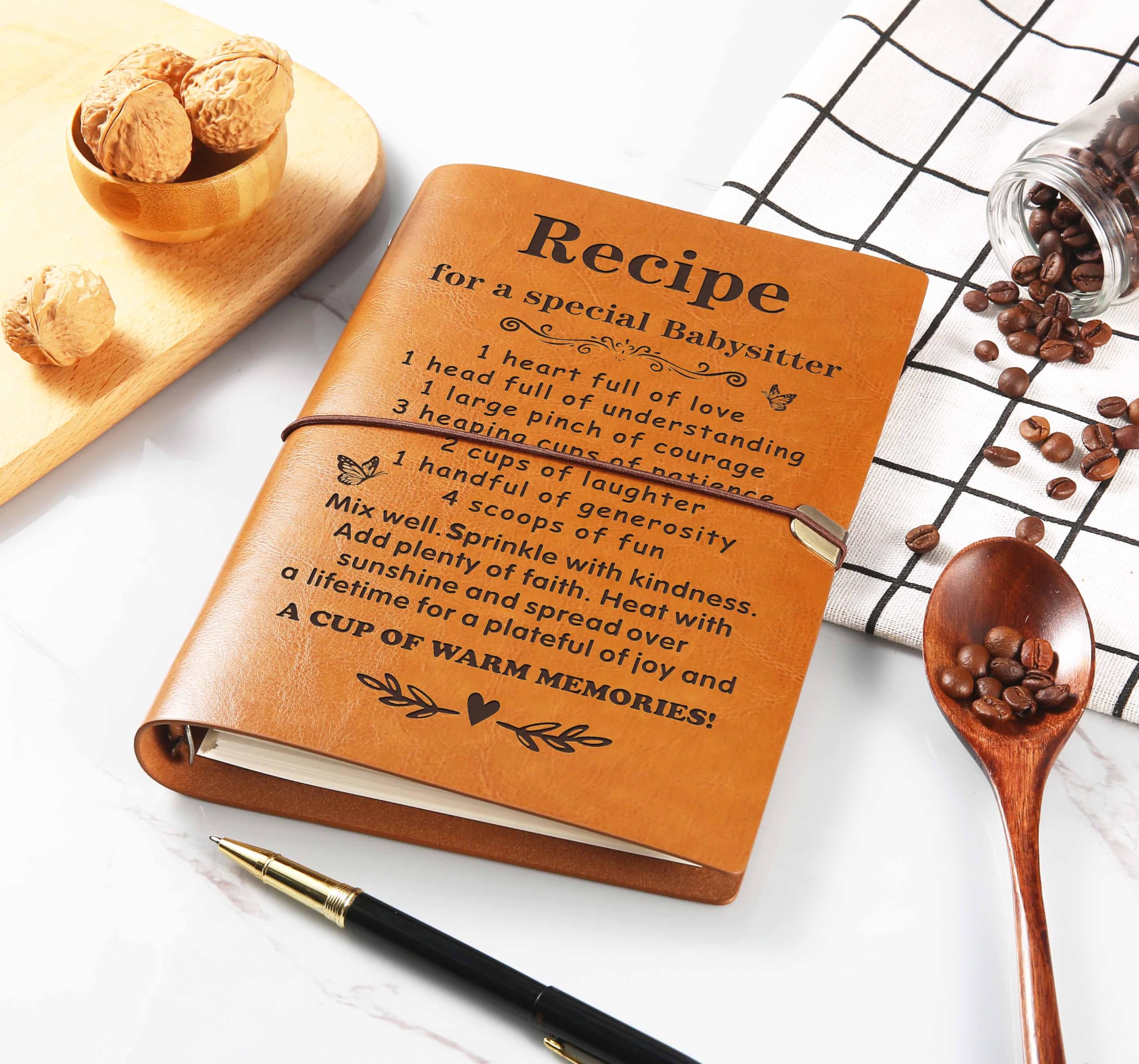 Babysitter Recipe Cookbook-Appreciation Thank You Gift-Birthday or Christmas Gift for Nanny or Caregiver-Removable Binder Notebook with Blank Recipe Pages-Recipe for a Special Babysitter Keepsake