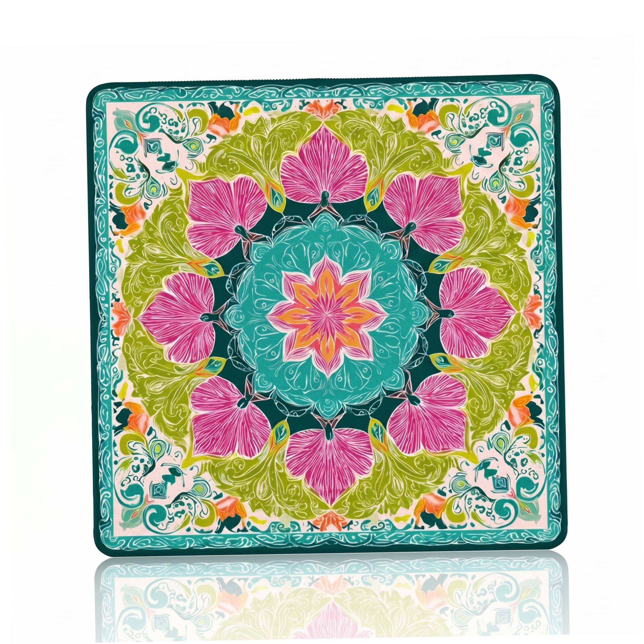Mini Mahjong Mat Antiscivolo Riduzione del Rumore Mahjong Mat per Tavolo Tessuto Floreale Diatom Fango mAh Jongg Mats 50x50cm