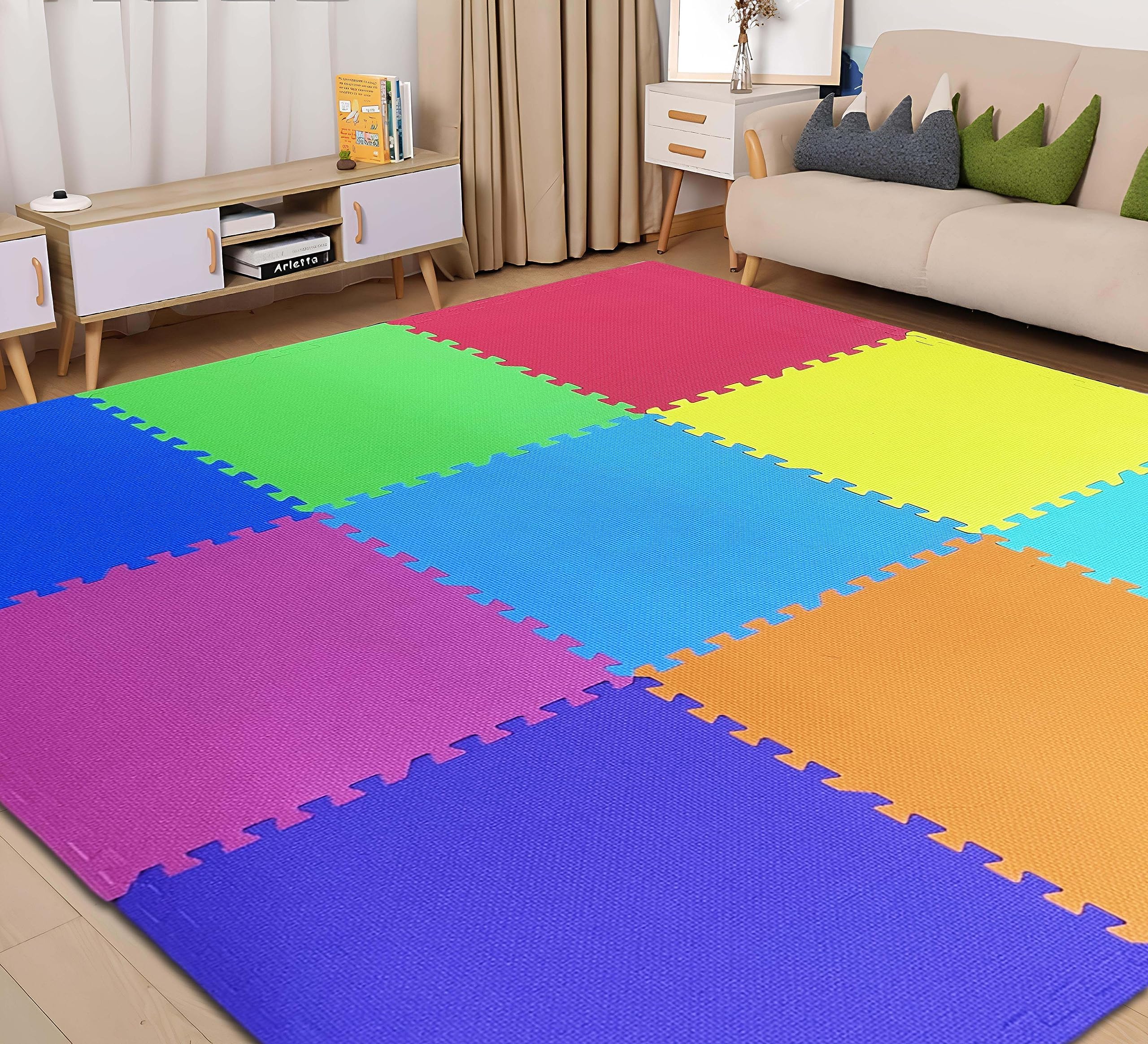 100 Pcs Foam Puzzle Floor Mat for Kids Colorful Interlocking... 100 Pcs Foam Puzzle Floor Mat for Kids Colorful Interlocking...