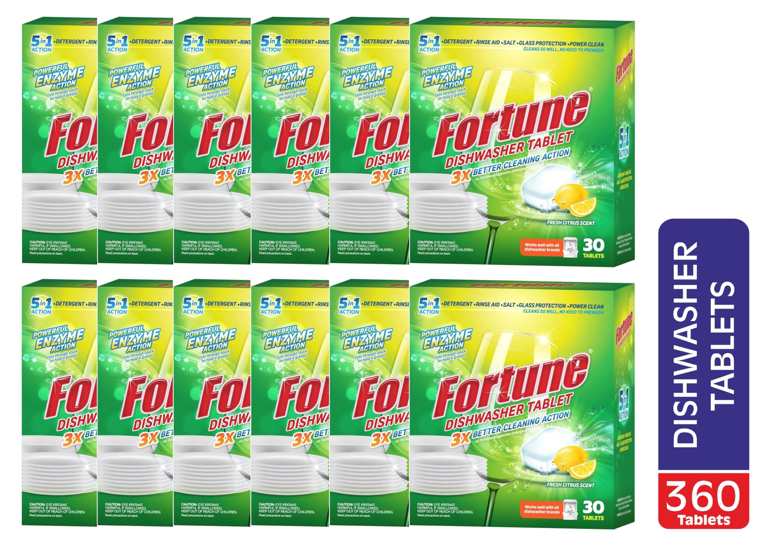 FORTUNE Dishwasher Tablets, 5 in 1 Action, Fresh Scent, 360 Count (360.00) - Image 2 thumbnail