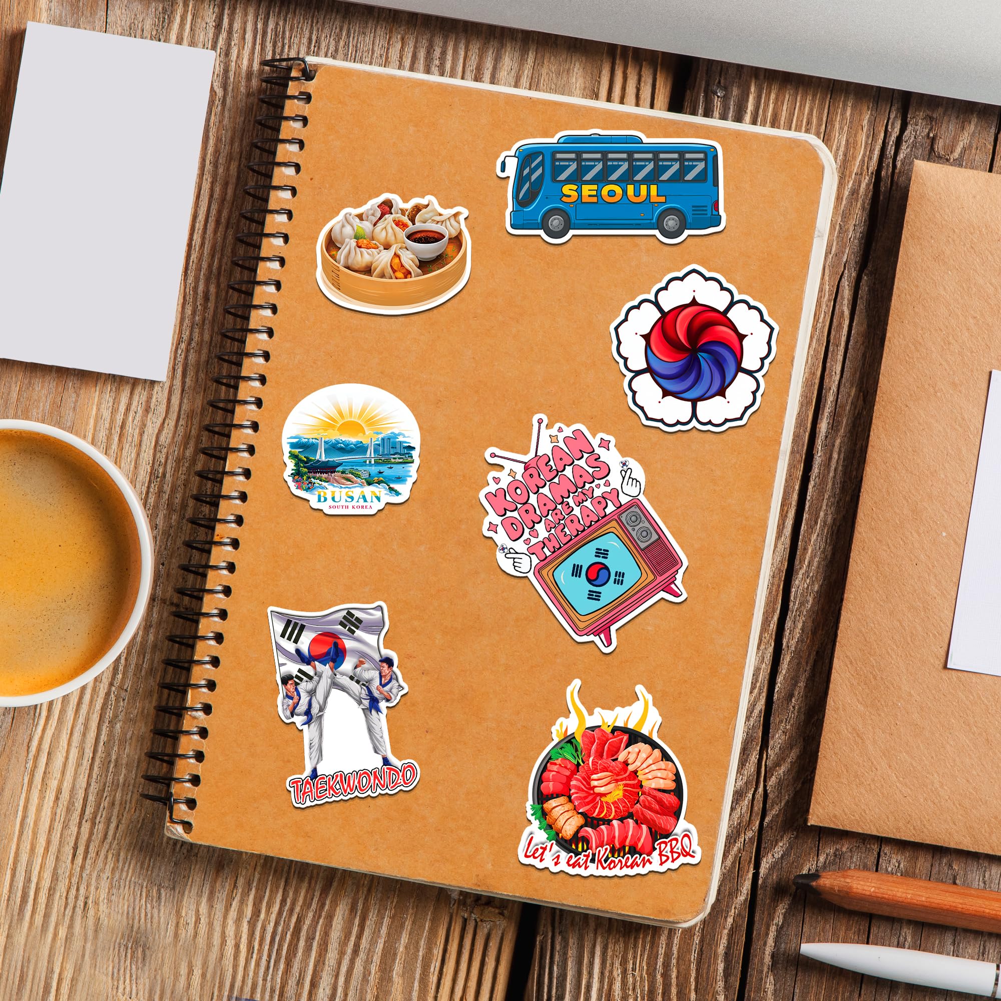 Korea Travel Stickers 50 Pieces Vinyl Waterproof Decal for Laptop Water Bottle Phone Car Window Bike Motorcycle Stakeboard Scrapbook Korean Sticker Gifts