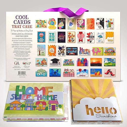 Miniatura 3 de Juego de 35 tarjetas de felicitación hechas a mano para todas las ocasiones, adornadas, diseños únicos con sobres a juego, tarjetas de cumpleaños,