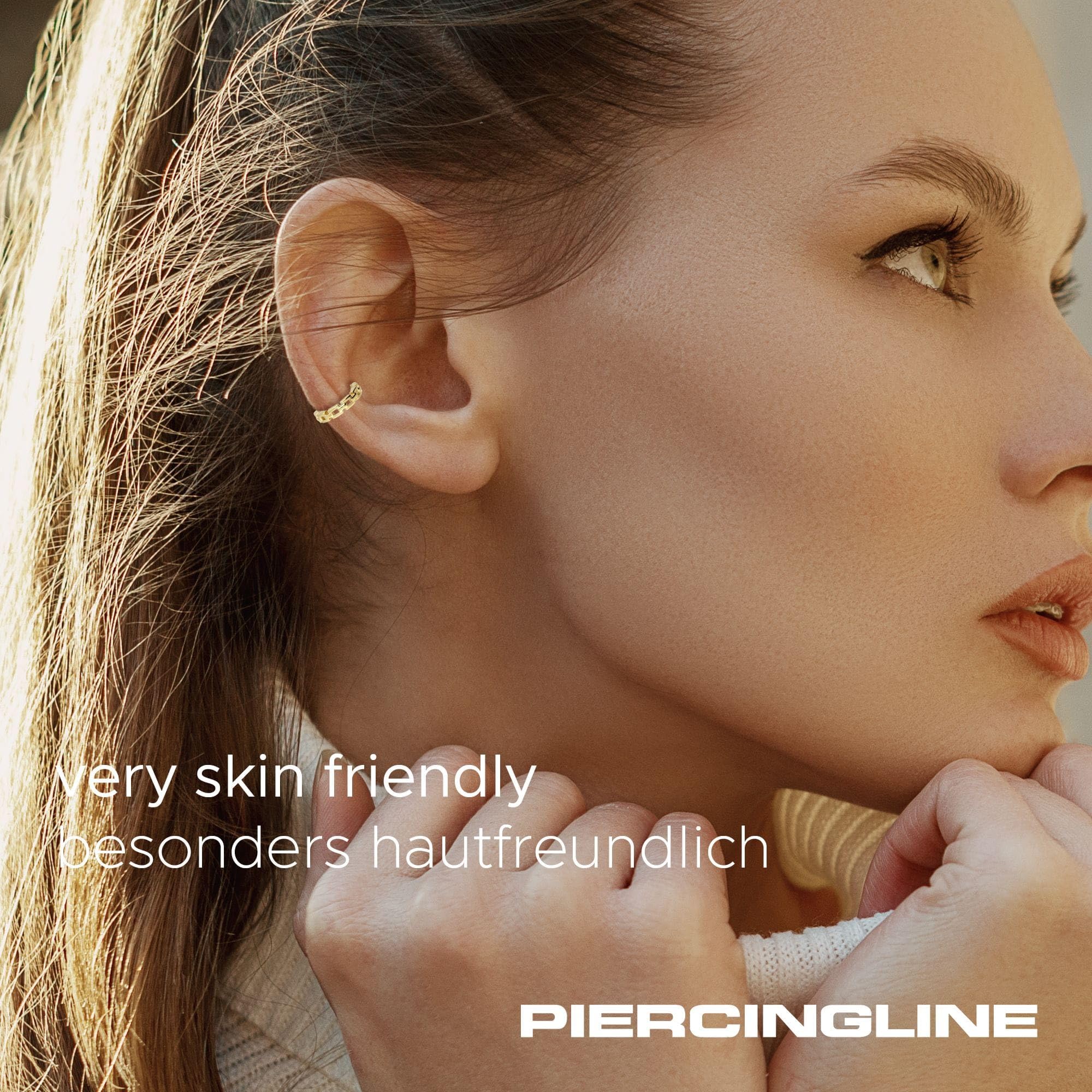 PIERCINGLINE Piercing Ring 14K Gold Segmentring Clicker KETTEN-DESIGN 585er Gold - Goldfarben