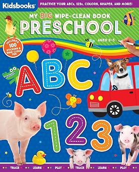 My Big Wipe-Clean Preschool Activity Book | Reusable Tracing Workbook | ABCs, Numbers, Shapes, Colors, Pen Control & Early Learning Activities | Includes Dry-Erase Pen & 100 Stickers